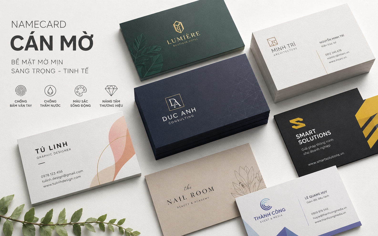 Namecard cán mờ matte hiện đại tại xưởng in Bình Dương
